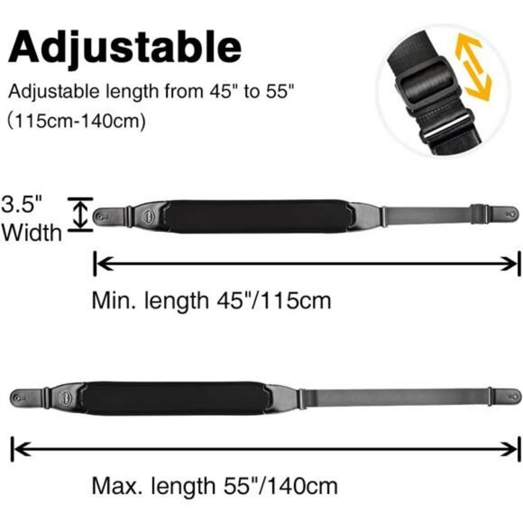 Wide Padded Bass Guitar Strap Adjustable Neoprene Shoulder Strap Locks Picks - Picture 3 of 7